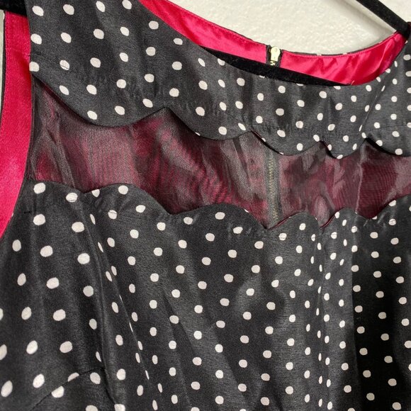 NWT Dress Barn Collection Women's Dress Black Size 16 Polka Dot Retro Holiday - Picture 7 of 15